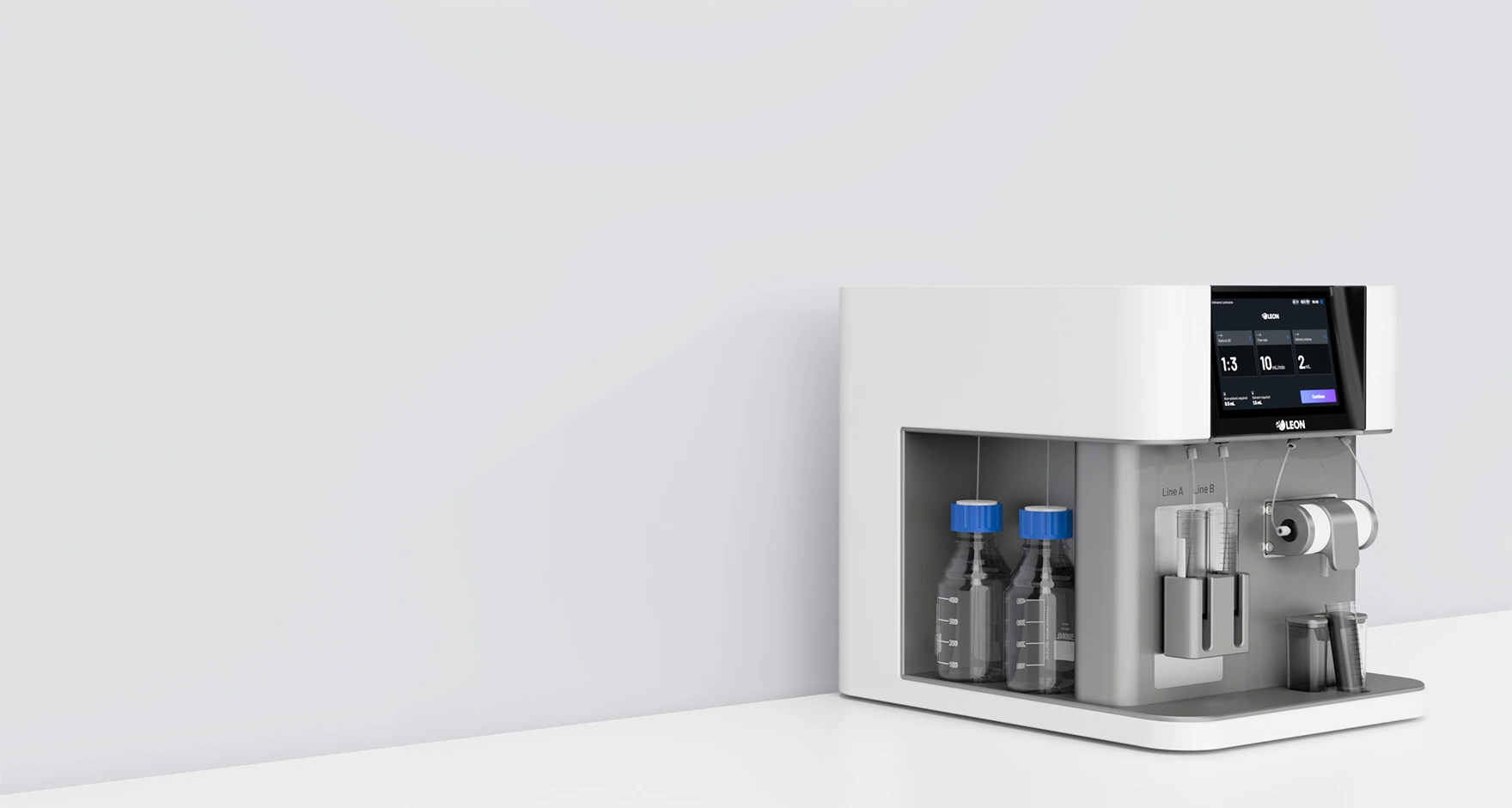 NANOscreen® system on a white bench in a bright, minimal room